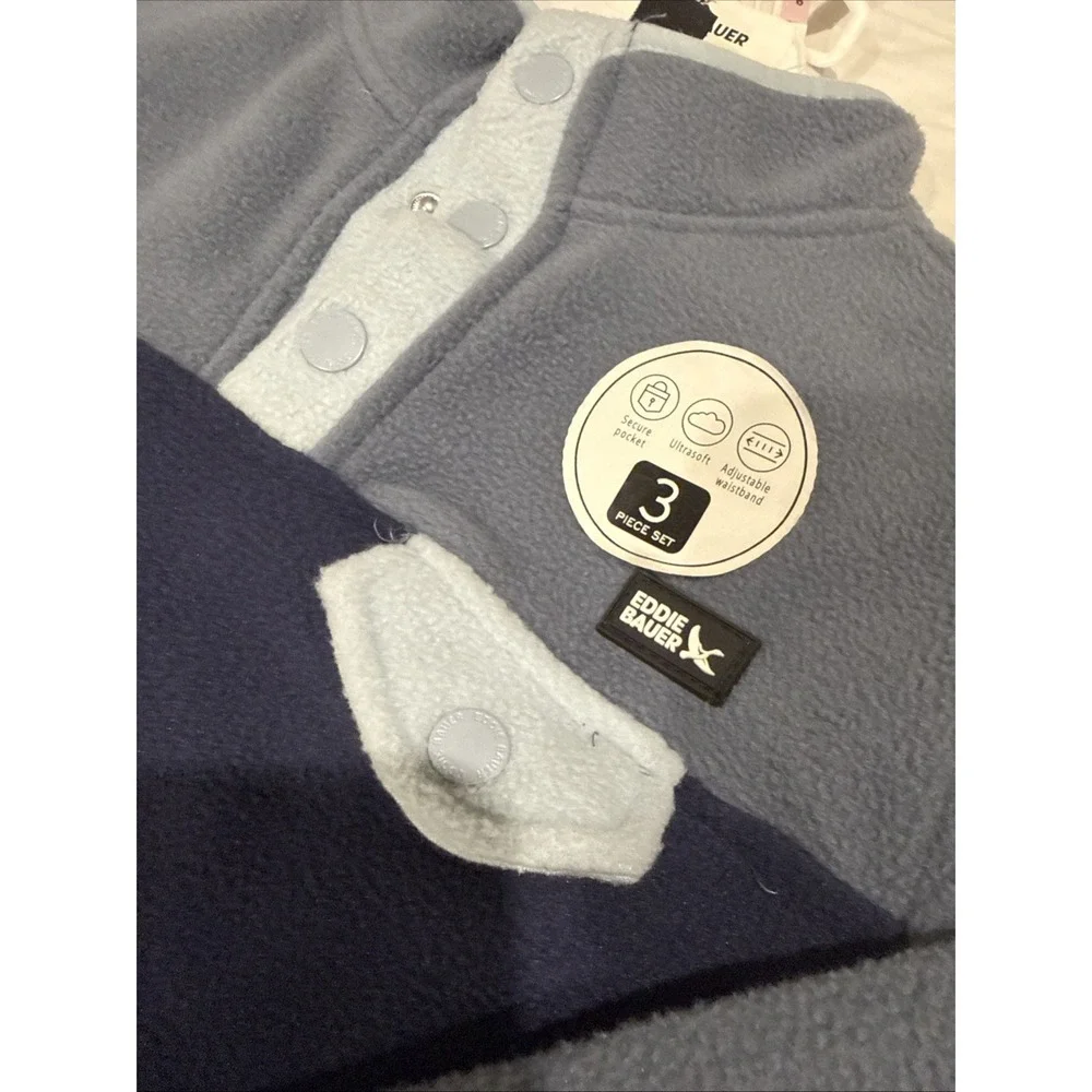 NWT Eddie Bauer 3 Piece Set Boys Size 6 Jacket, Pants And Tshirt Coastal Blue